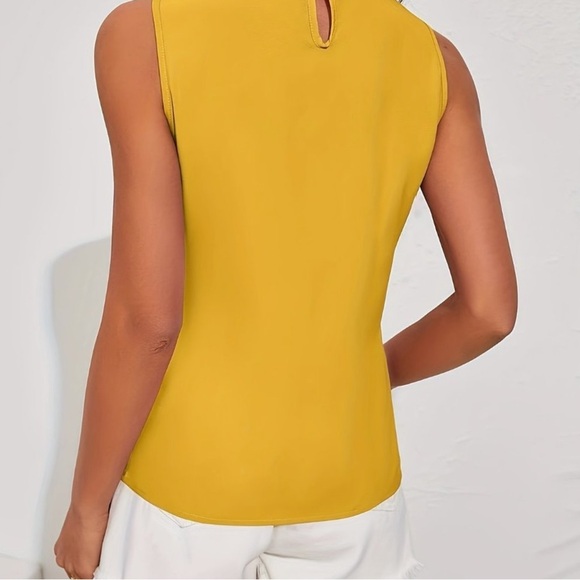 Orange Solid Color Crew Neck Camisole Casual Sleeveless Blouse - Picture 8 of 10